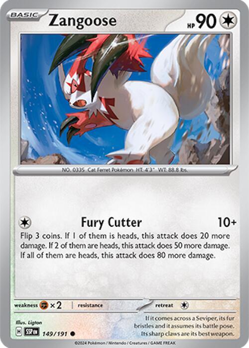 Zangoose 149/191 Reverse Holofoil — Surging Sparks Pokémon card