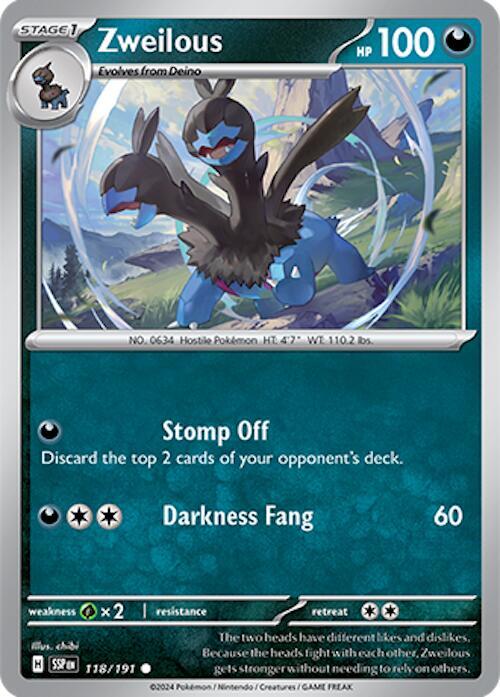 Zweilous 118/191 Reverse Holofoil — Surging Sparks Pokémon card