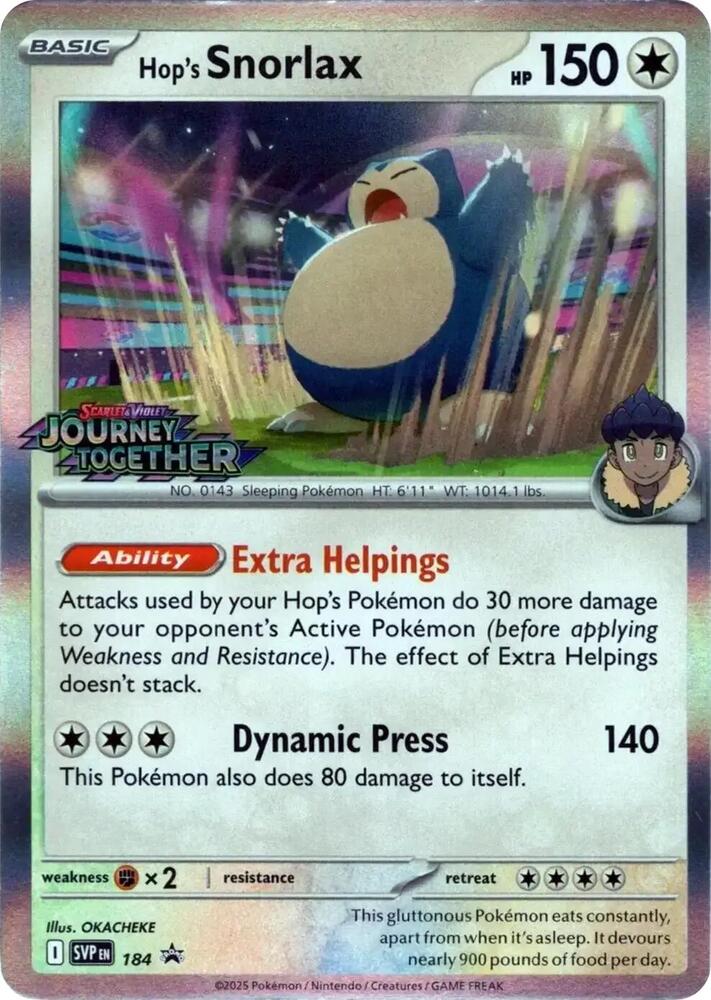 Pokemon - S&V - Black Star Promo - Hop's Snorlax - 184 - Prerelease