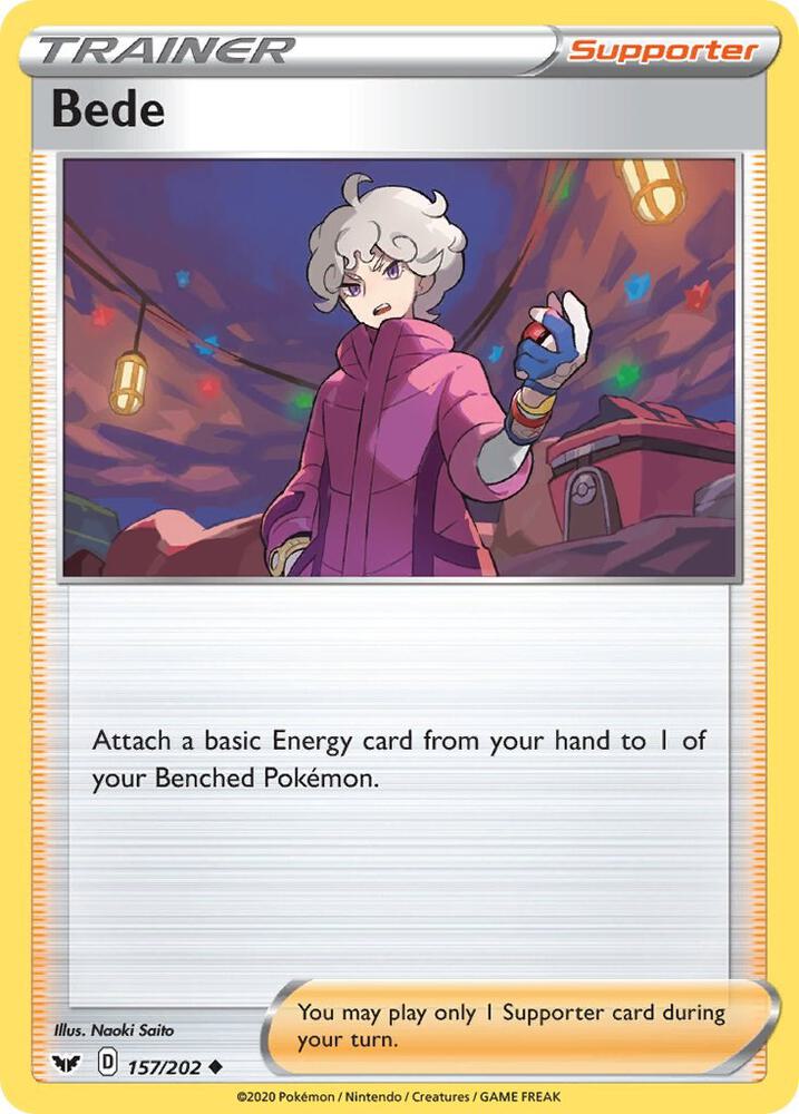 Bede 157/202 Reverse Holofoil — Sword & Shield Pokémon card