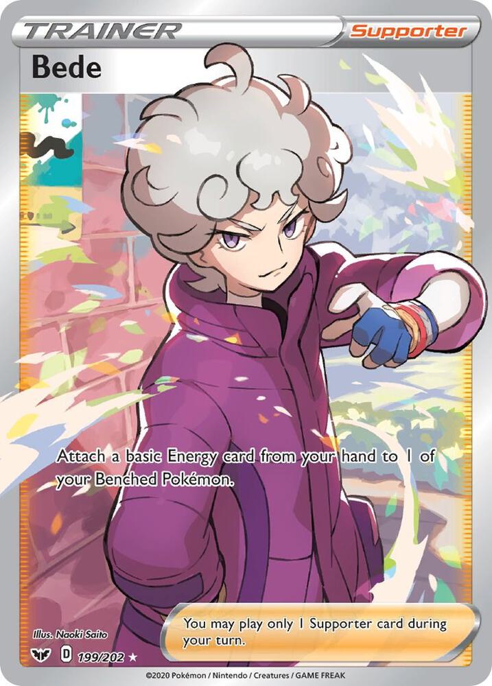 Bede 199/202 Holofoil — Sword & Shield Pokémon card