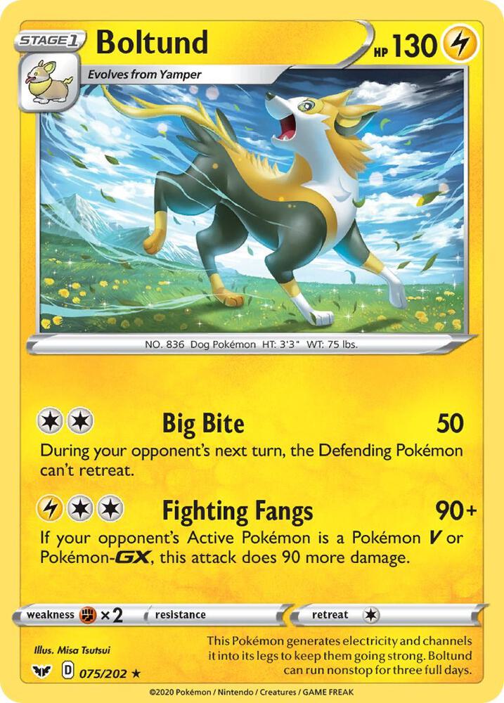 Boltund 075/202 Holofoil — Sword & Shield Pokémon card