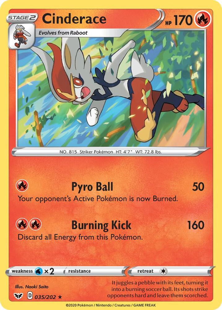 Cinderace 035/202 Holofoil — Sword & Shield Pokémon card