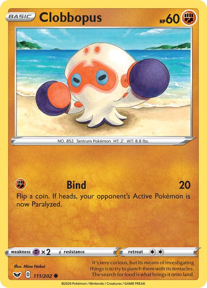 Clobbopus 111/202 Reverse Holofoil — Sword & Shield Pokémon card