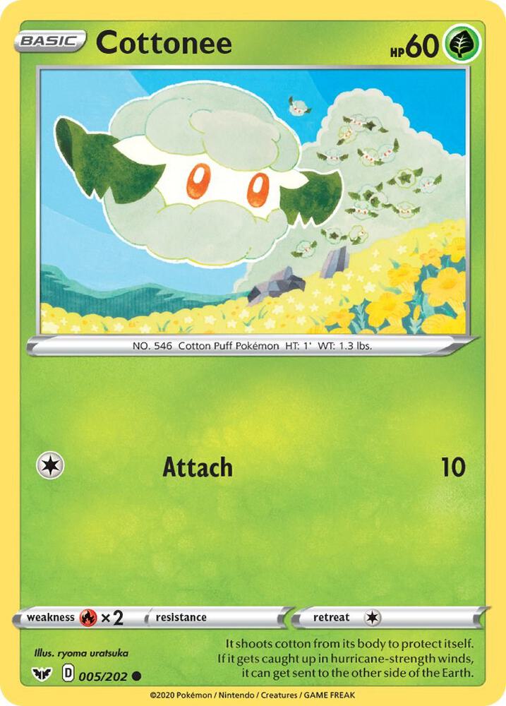 Cottonee 005/202 Reverse Holofoil — Sword & Shield Pokémon card
