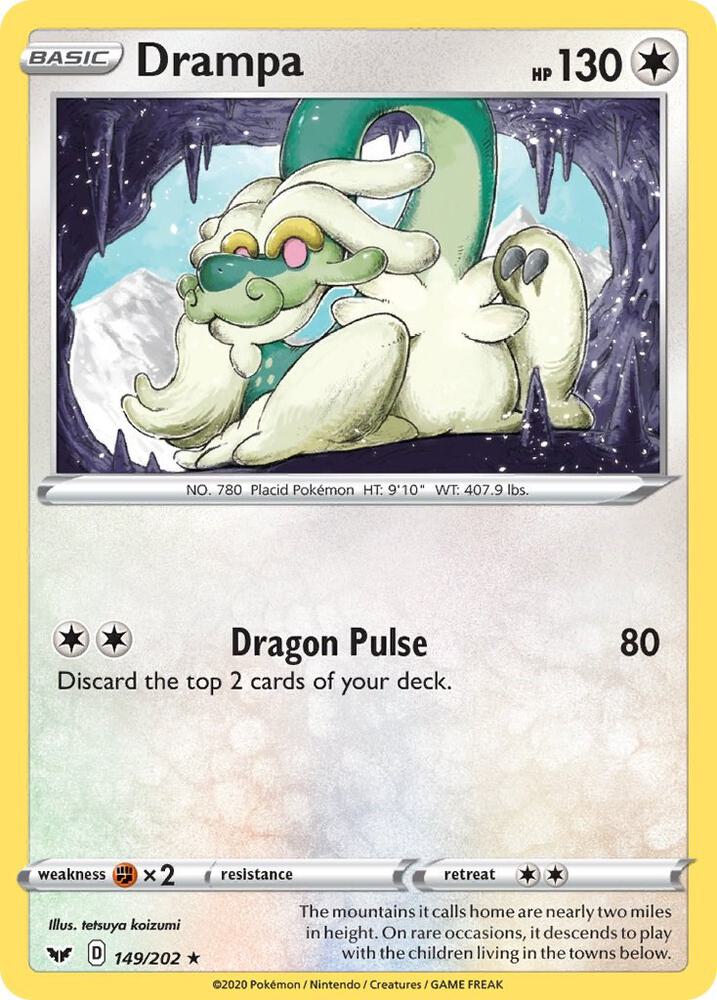 Drampa 149/202 Reverse Holofoil — Sword & Shield Pokémon card