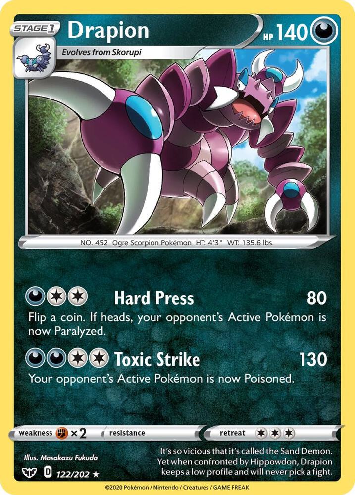 Drapion 122/202 Reverse Holofoil — Sword & Shield Pokémon card