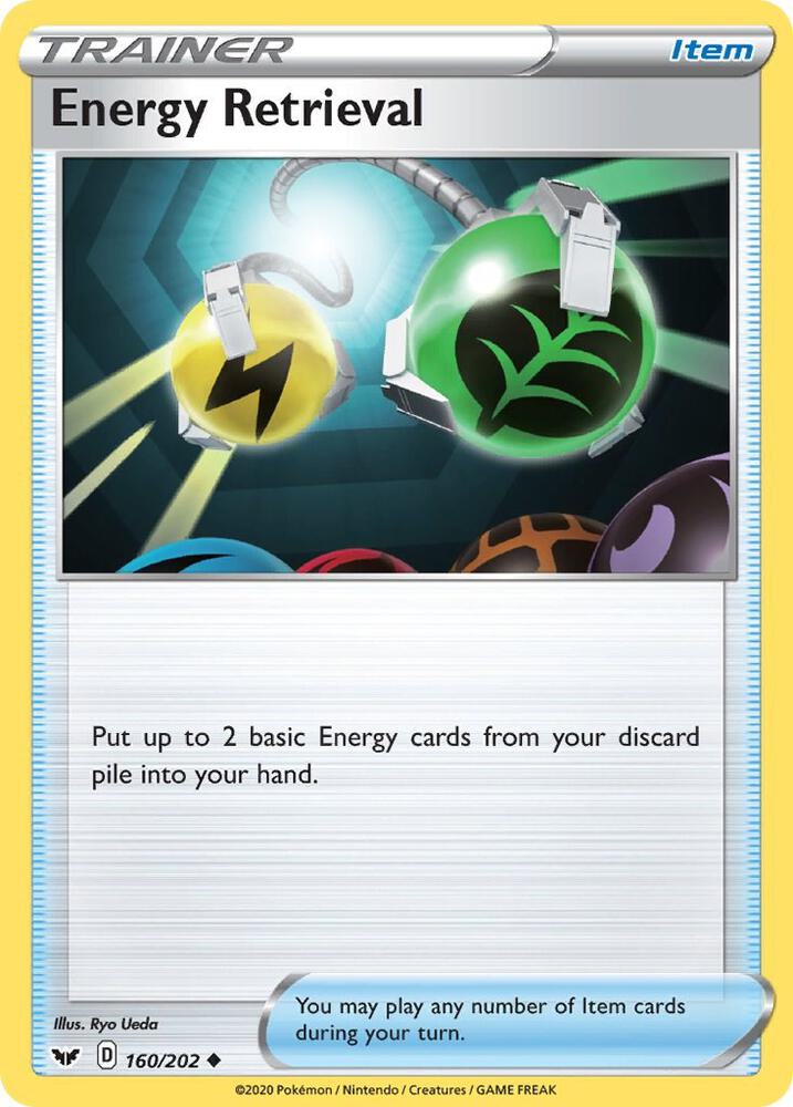 Energy Retrieval 160/202 Reverse Holofoil — Sword & Shield Pokémon card