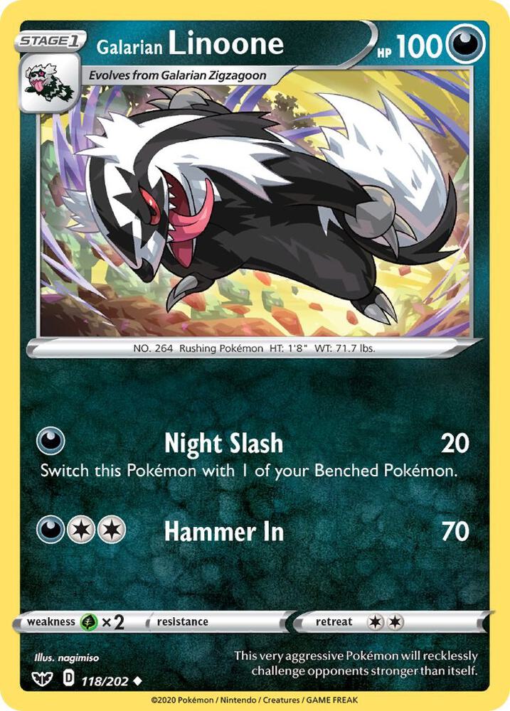 Galarian Linoone 118/202 — Sword & Shield Pokémon card