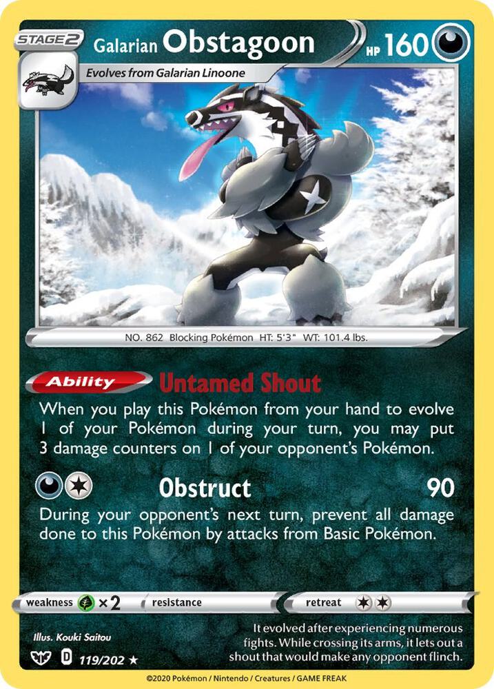 Pokemon - Sword & Shield - Galarian Obstagoon - 119/202 - Holofoil