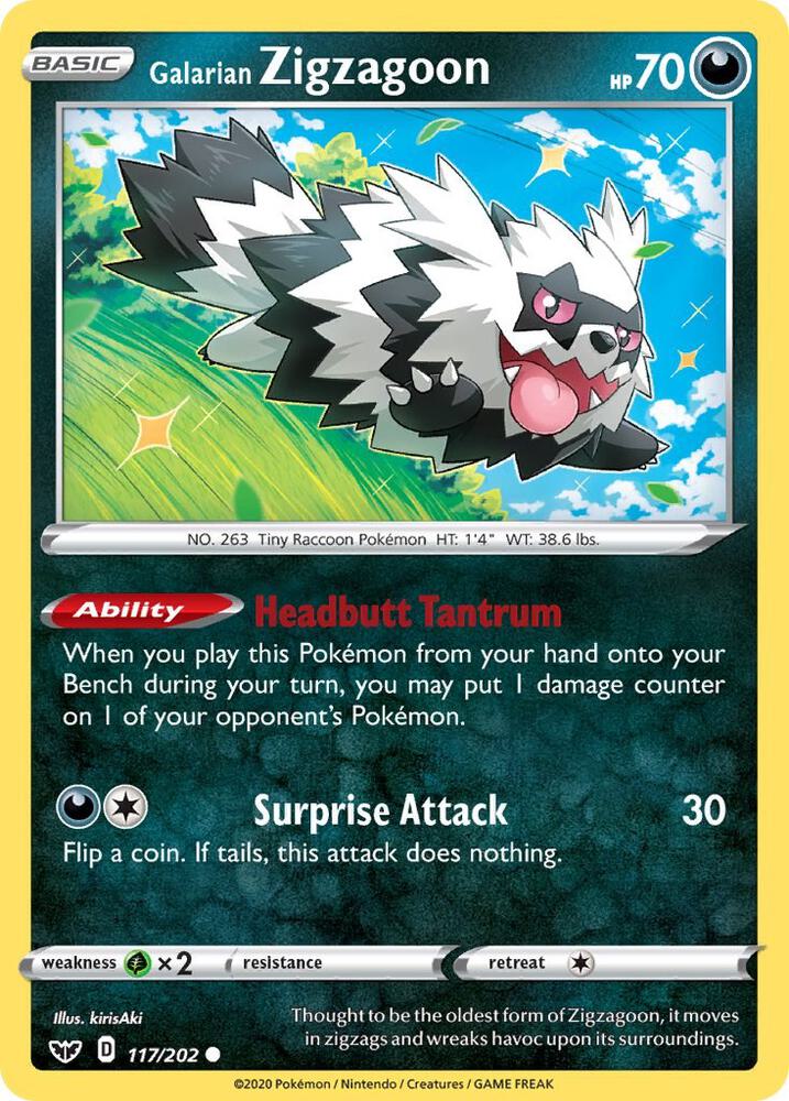 Galarian Zigzagoon 117/202 — Sword & Shield Pokémon card
