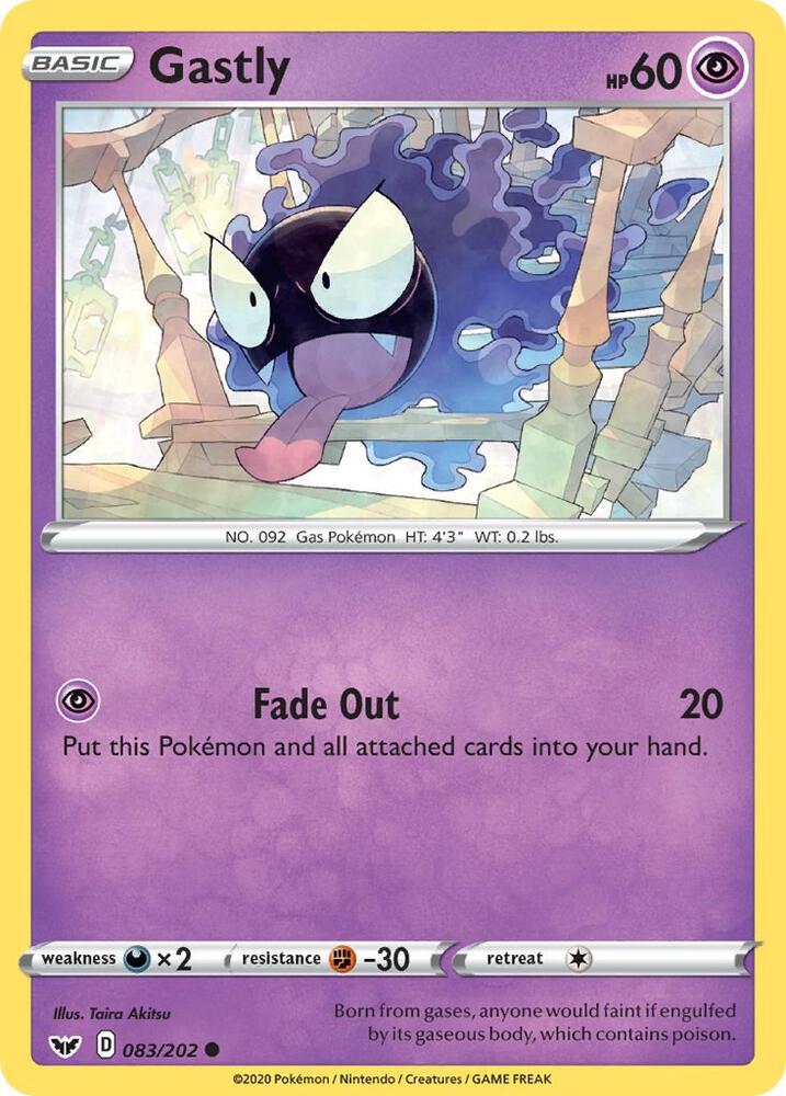 Pokemon - Sword & Shield - Gastly - 083/202 - Reverse Holofoil