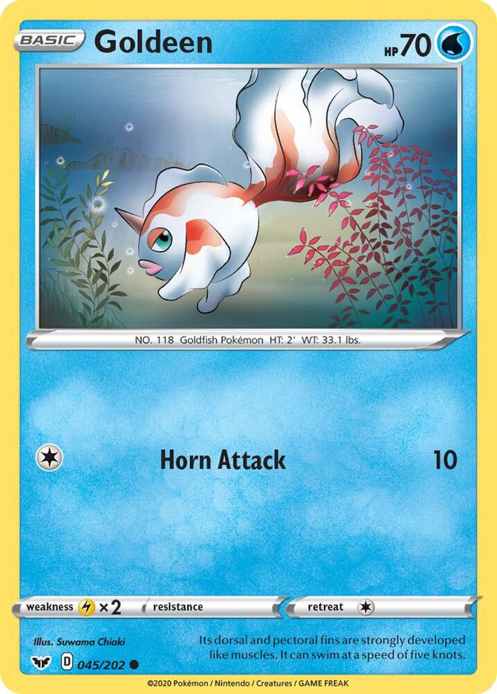 Goldeen 045/202 Reverse Holofoil — Sword & Shield Pokémon card