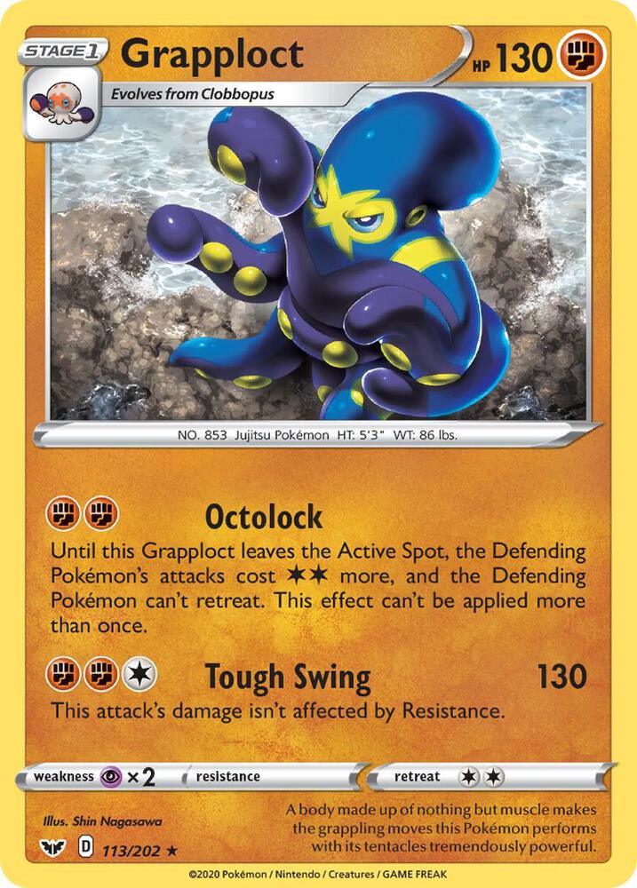 Grapploct 113/202 Reverse Holofoil — Sword & Shield Pokémon card