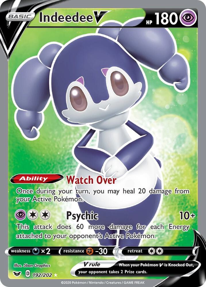 Indeedee V 192/202 Holofoil — Sword & Shield Pokémon card