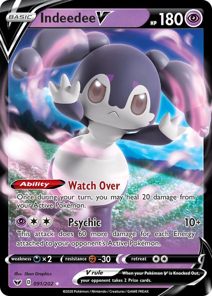 Indeedee V 091/202 Holofoil — Sword & Shield Pokémon card