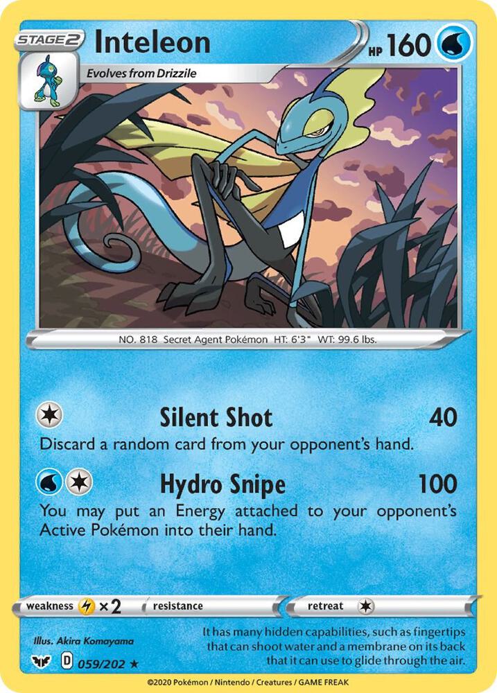 Inteleon 059/202 Reverse Holofoil — Sword & Shield Pokémon card