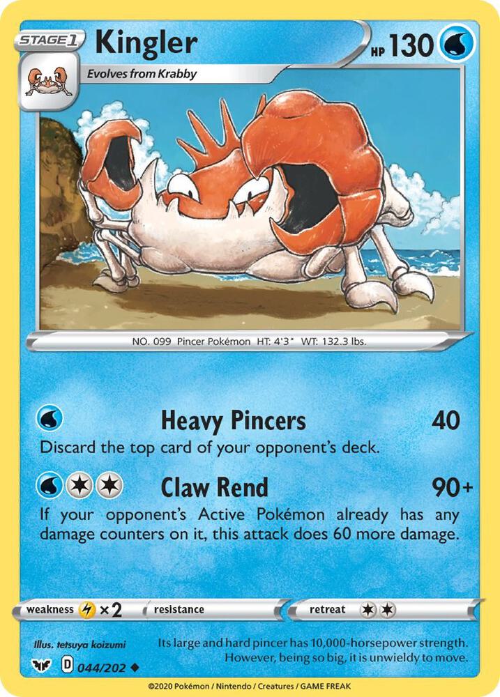 Kingler 044/202 — Sword & Shield Pokémon card