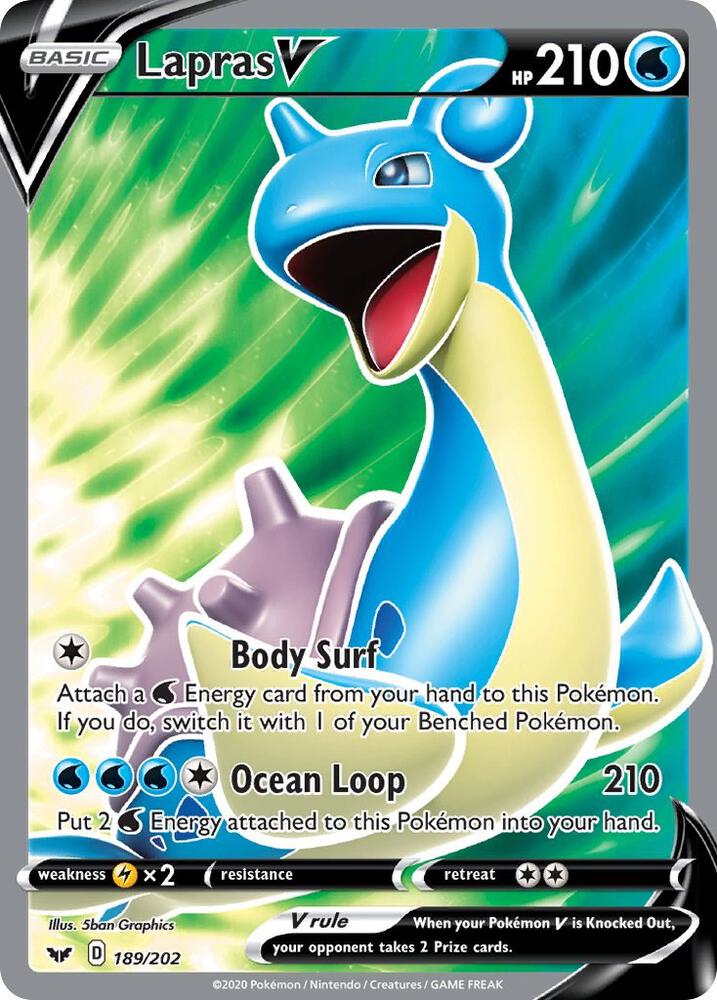 Lapras V 189/202 Holofoil — Sword & Shield Pokémon card