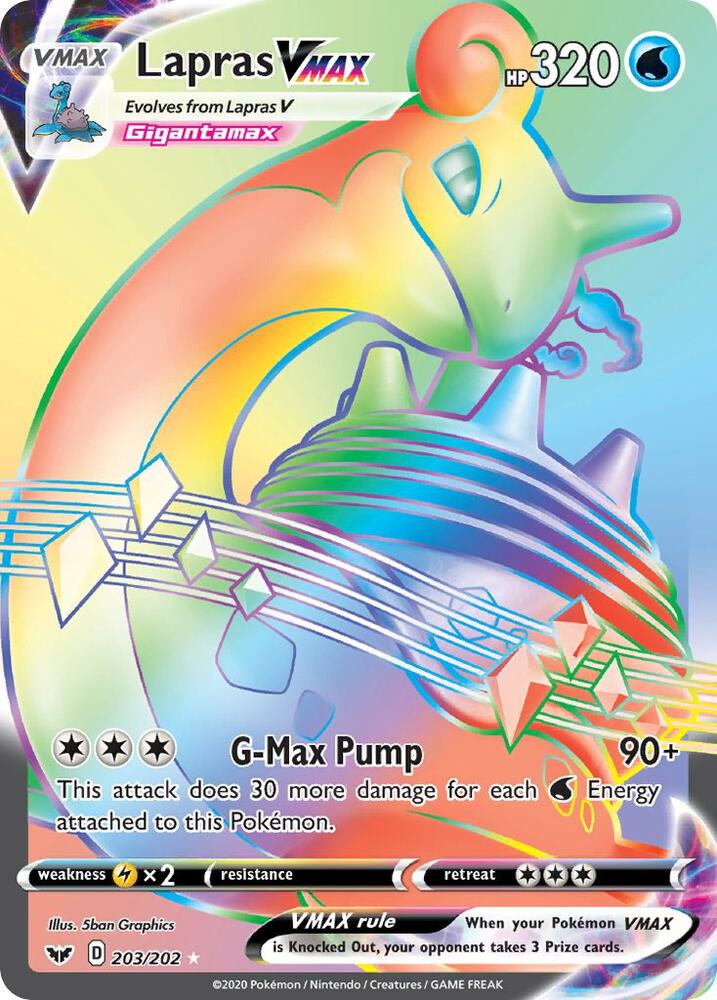 Lapras VMAX 203/202 Holofoil — Sword & Shield Pokémon card