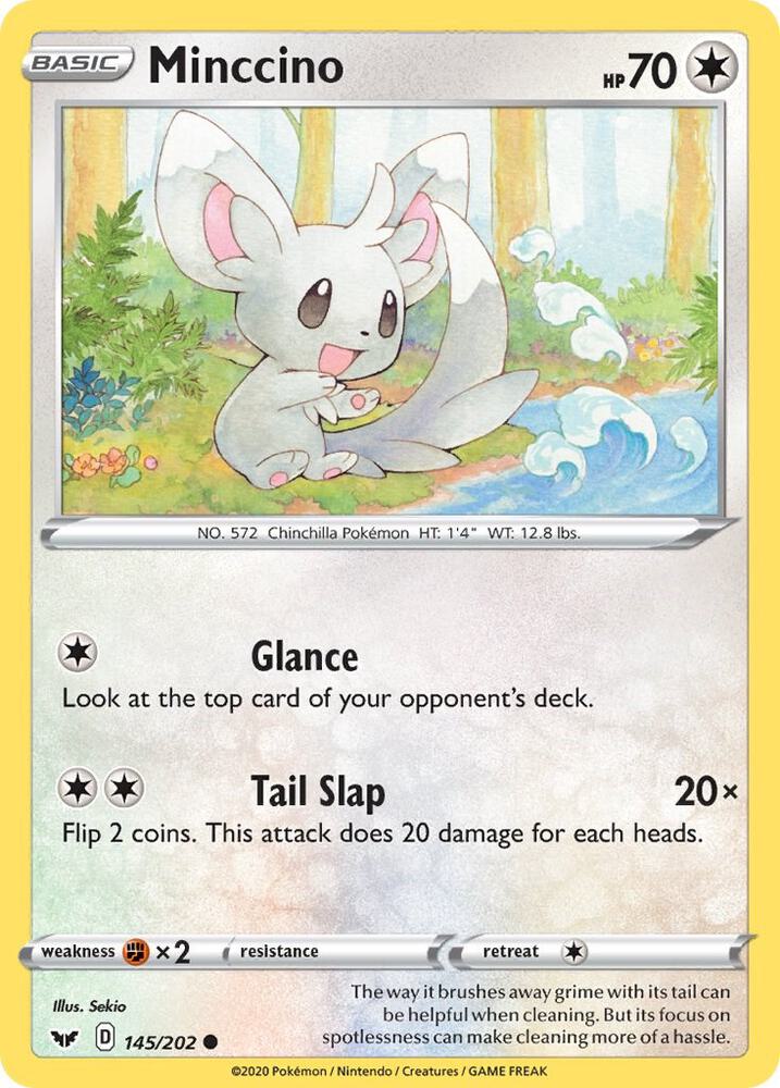 Minccino 145/202 Reverse Holofoil — Sword & Shield Pokémon card