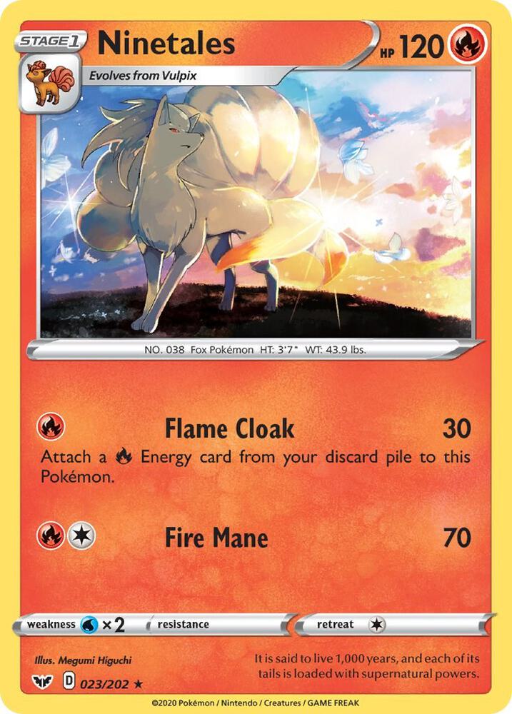 Ninetales 023/202 Reverse Holofoil — Sword & Shield Pokémon card