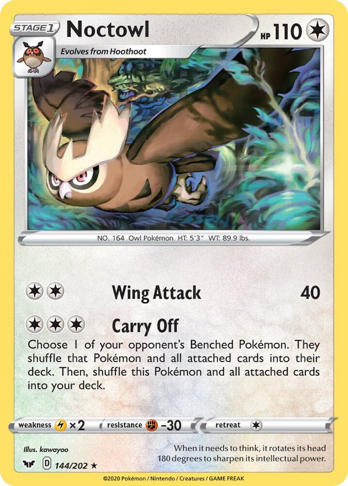 Noctowl 144/202 Reverse Holofoil — Sword & Shield Pokémon card