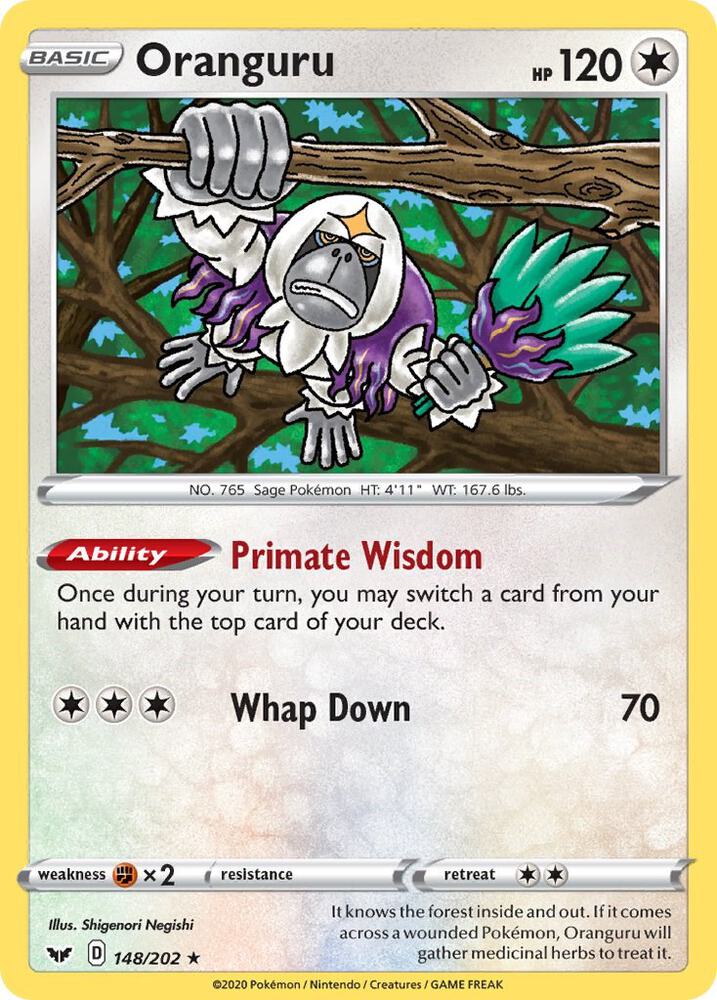 Oranguru 148/202 Holofoil — Sword & Shield Pokémon card