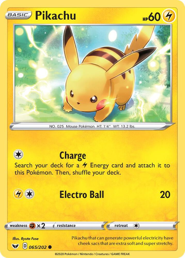 Pikachu 065/202 — Sword & Shield Pokémon card