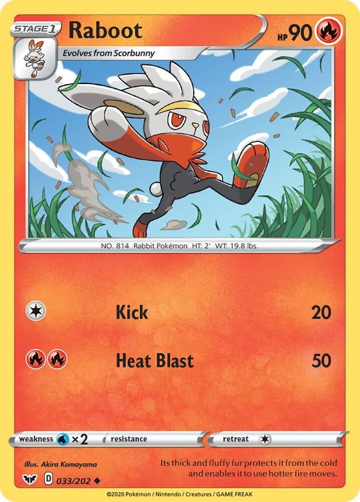 Raboot 033/202 Reverse Holofoil — Sword & Shield Pokémon card