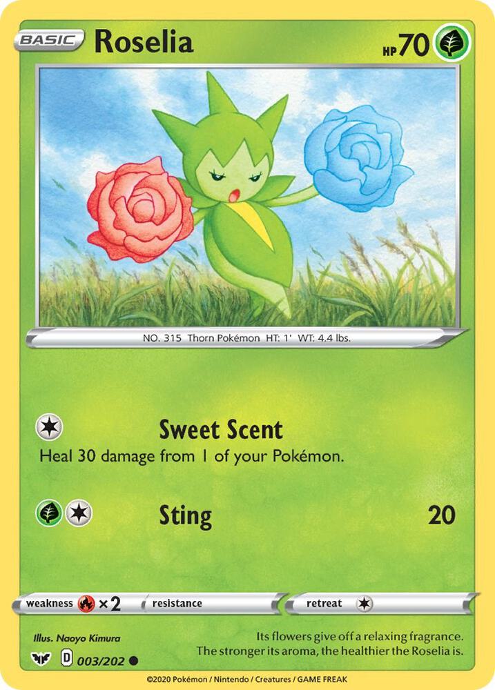 Roselia 003/202 — Sword & Shield Pokémon card