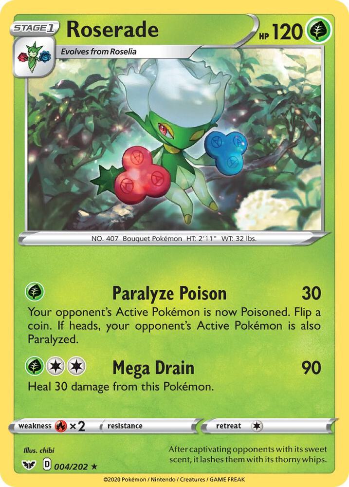 Roserade 004/202 Reverse Holofoil — Sword & Shield Pokémon card