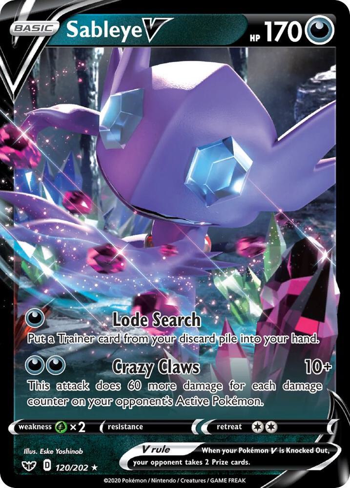Sableye V 120/202 Holofoil — Sword & Shield Pokémon card
