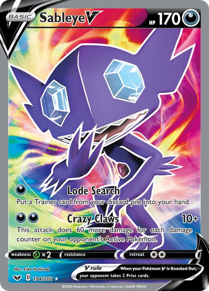 Sableye V 194/202 Holofoil — Sword & Shield Pokémon card
