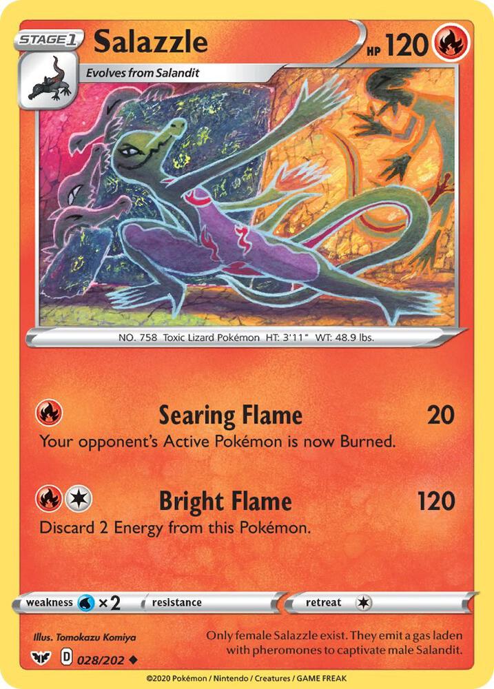 Salazzle 028/202 Reverse Holofoil — Sword & Shield Pokémon card
