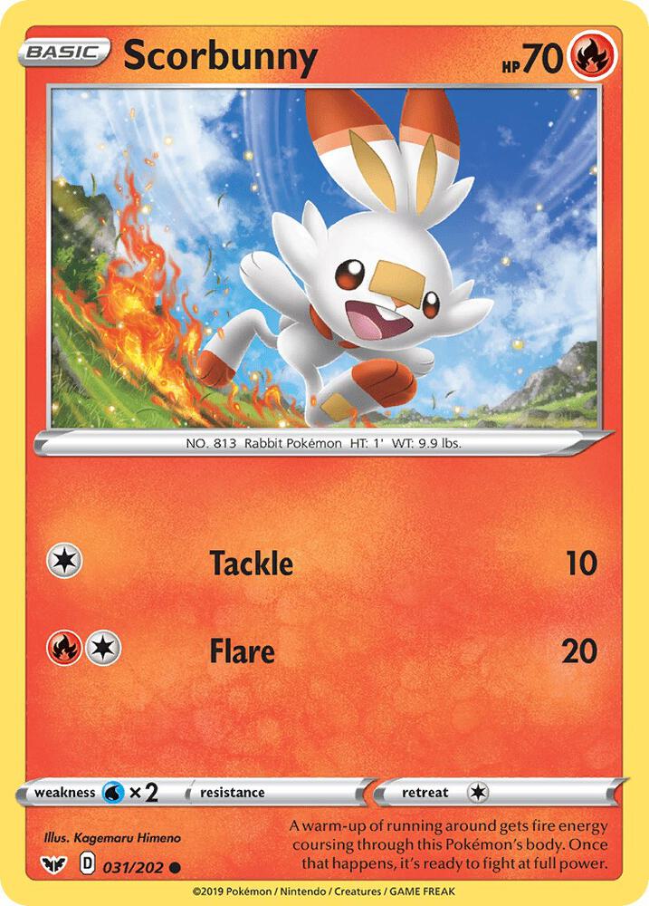 Scorbunny 031/202 — Sword & Shield Pokémon card