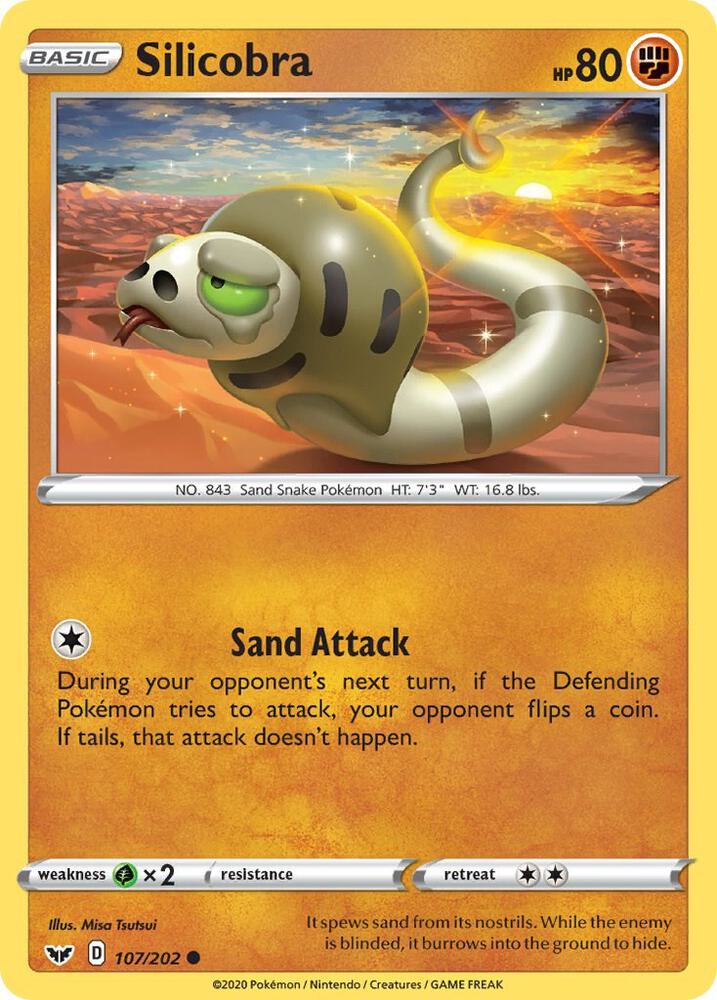 Silicobra 107/202 Reverse Holofoil — Sword & Shield Pokémon card