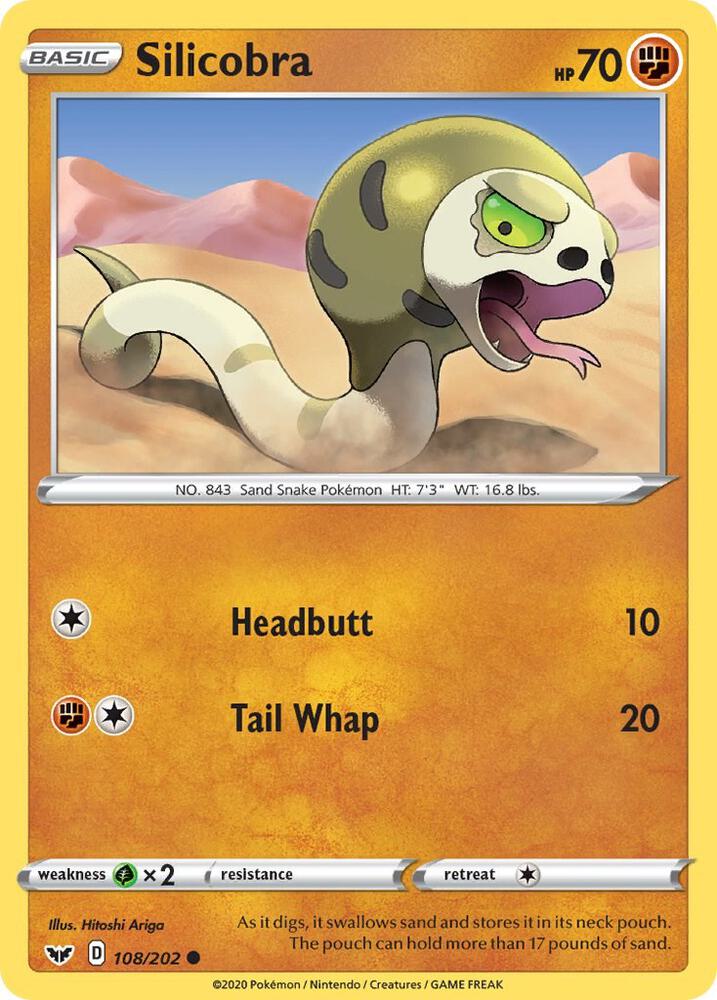 Silicobra 108/202 — Sword & Shield Pokémon card