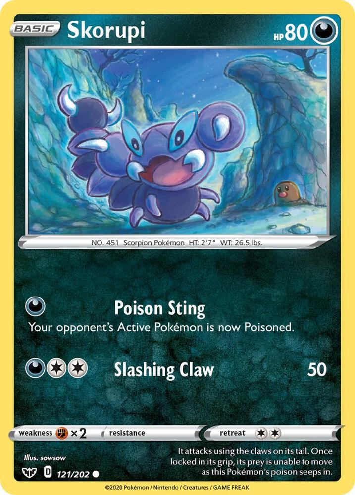 Skorupi 121/202 — Sword & Shield Pokémon card