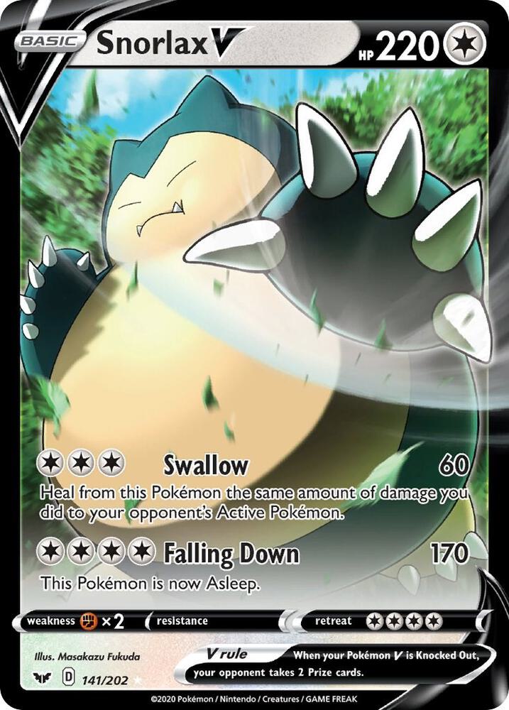 Snorlax V 141/202 Holofoil — Sword & Shield Pokémon card