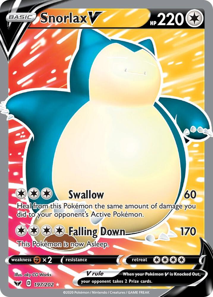 Snorlax V 197/202 Holofoil — Sword & Shield Pokémon card