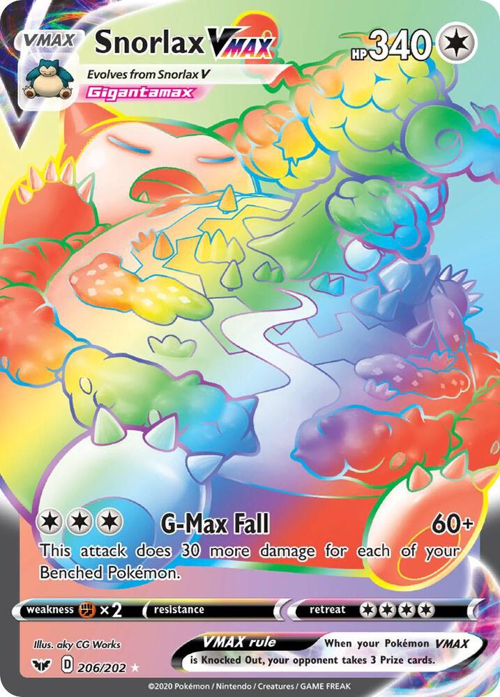 Snorlax VMAX 206/202 Holofoil — Sword & Shield Pokémon card