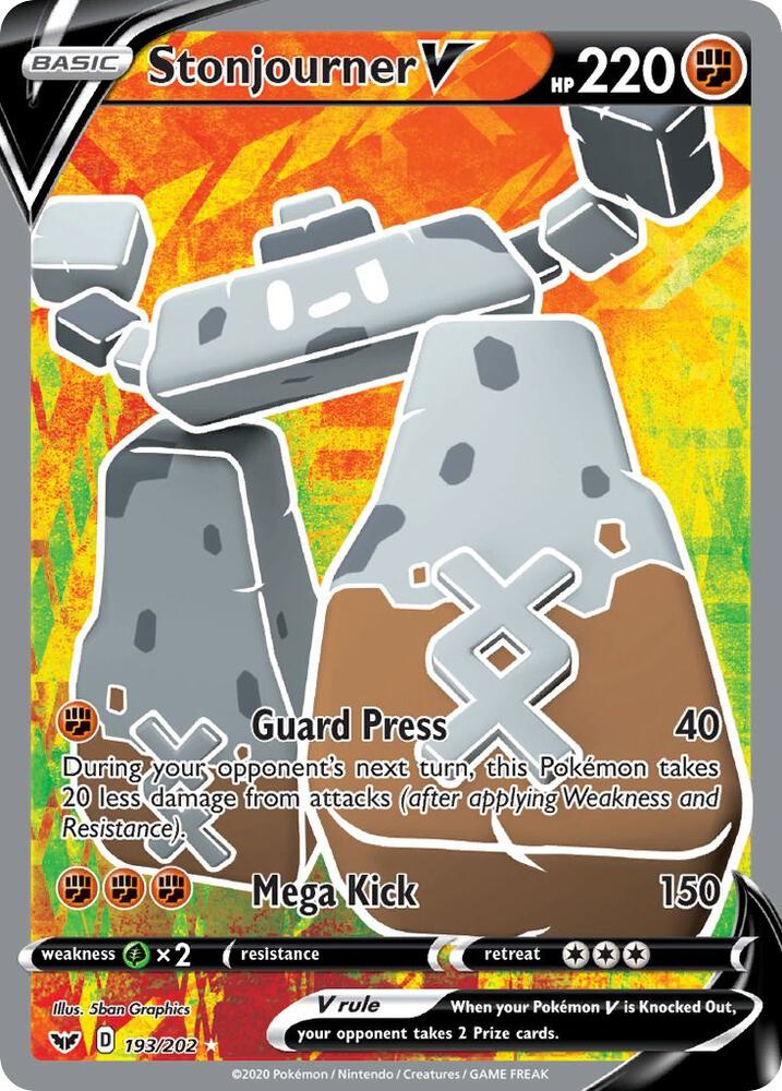 Stonjourner V 193/202 Holofoil — Sword & Shield Pokémon card