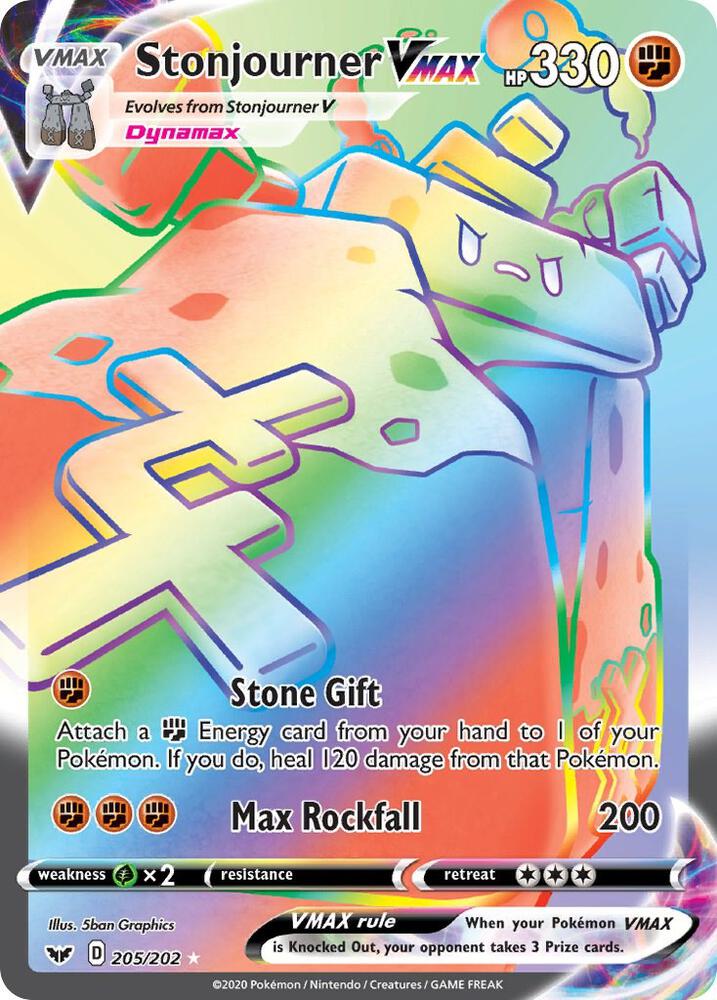 Stonjourner VMAX 205/202 Holofoil — Sword & Shield Pokémon card