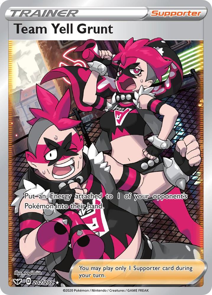 Team Yell Grunt 202/202 Holofoil — Sword & Shield Pokémon card