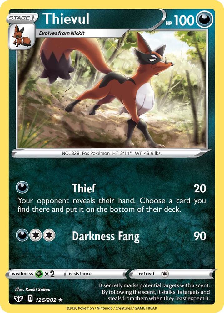 Thievul 126/202 Reverse Holofoil — Sword & Shield Pokémon card