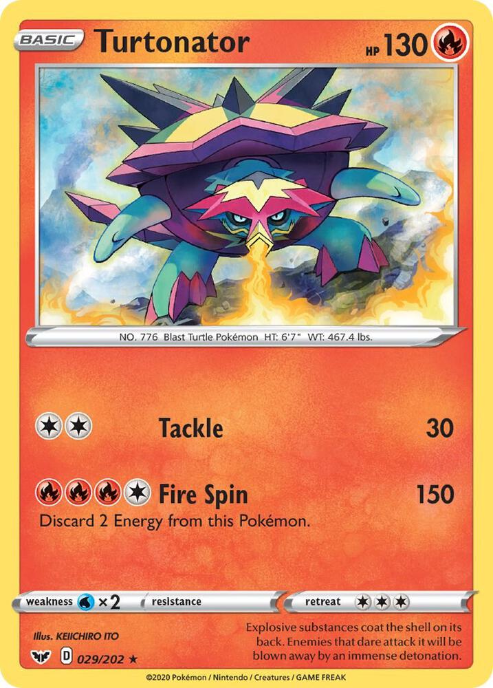 Pokemon - Sword & Shield - Turtonator - 029/202 - Reverse Holofoil