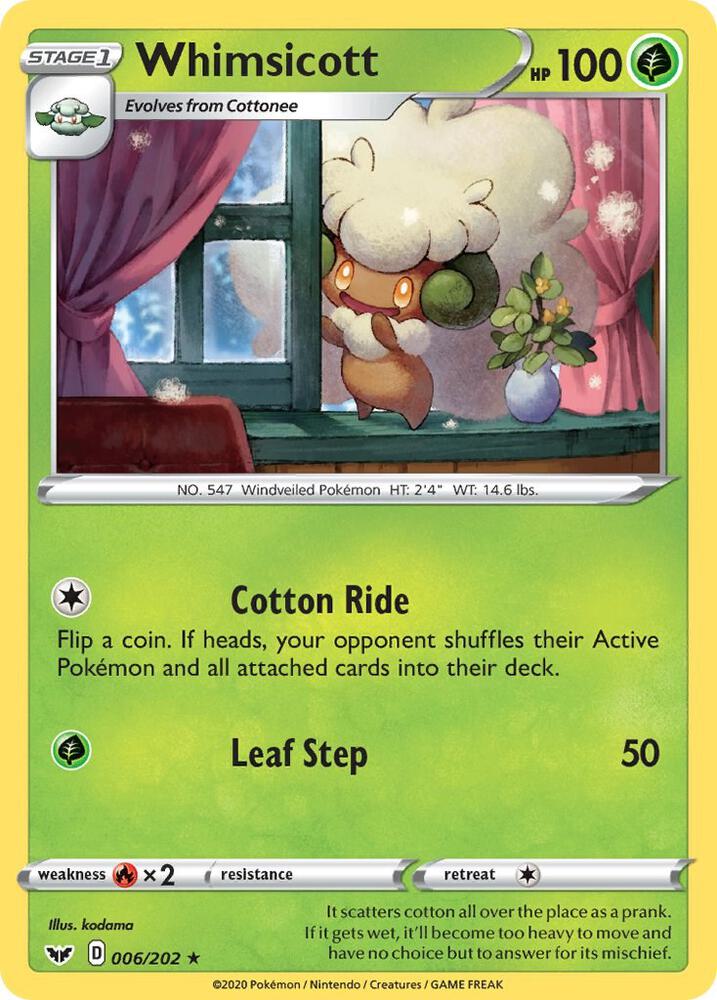 Whimsicott 006/202 — Sword & Shield Pokémon card