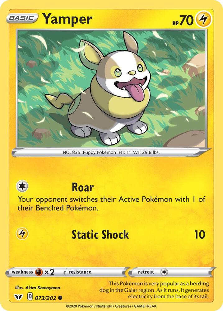 Yamper 073/202 Reverse Holofoil — Sword & Shield Pokémon card