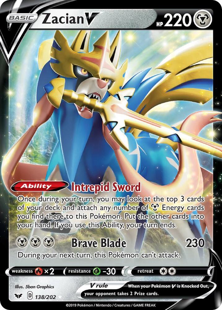 Zacian V 138/202 Holofoil — Sword & Shield Pokémon card